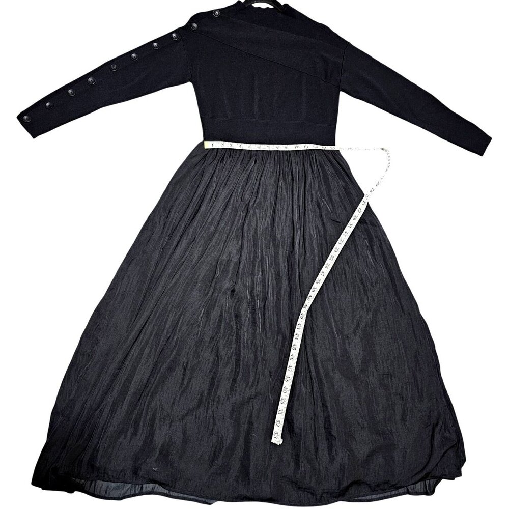 Portrait Courtside Dress Black Long Sleeve Button Detail M - Picture 10 of 11